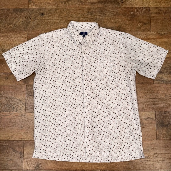 Men's White Floral Patterned Button Down Short Sleeve Shirt - Picture 1 of 8